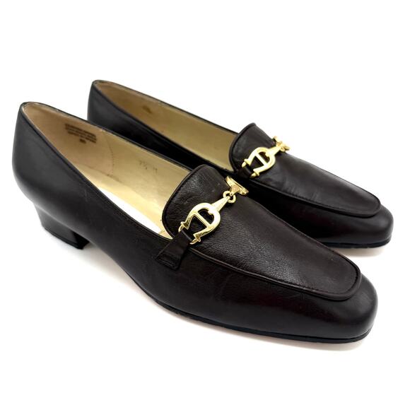 Vintage Etienne Aigner Loafers 7.5M Black Leather Horsebit Spain "Zoey" Preppy - Picture 7 of 14